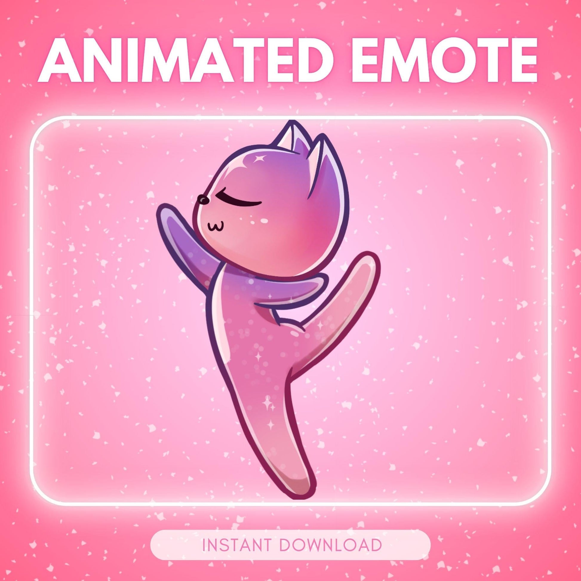Cute pink cosmic twirling kitty cat - ballerina cat... | Animated Emote for Twitch & Discord
