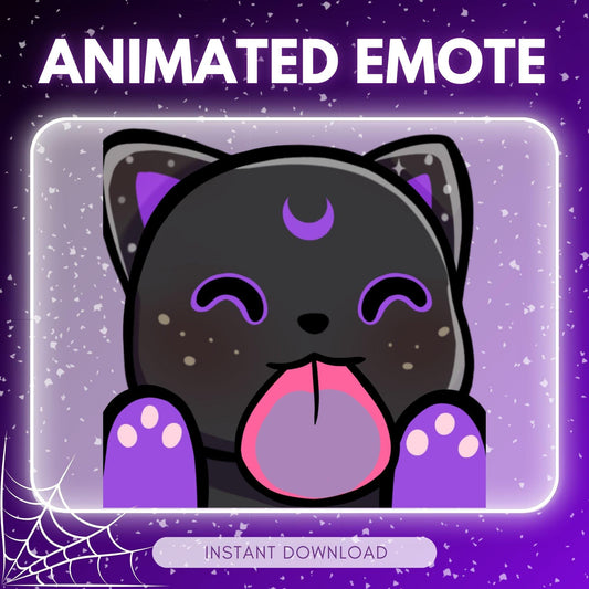 Cute screen lick cat licking black cat - chibi goth... | Animated Emote for Twitch & Discord