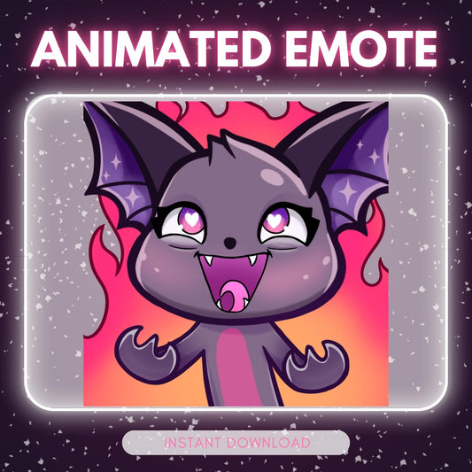 Cute evil laughing bat - purple bat | Animated Emote for Twitch & Discord