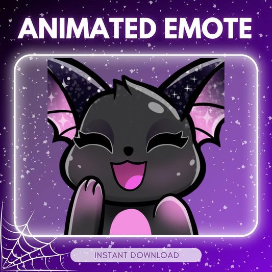 Cute giggling bat - black bat | Animated Emote for Twitch & Discord