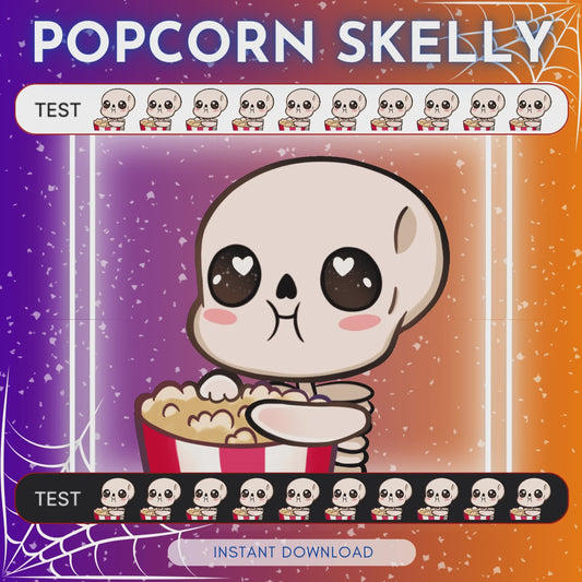 Skeleton eating Popcorn - Animated Emote 💜