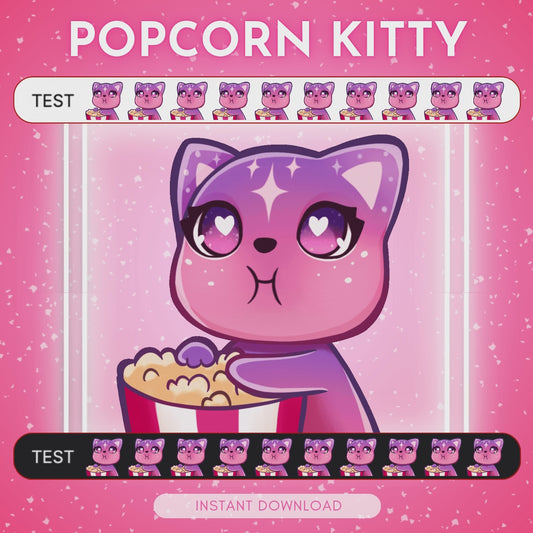 Cat eating Popcorn - Animated Emote 🩷