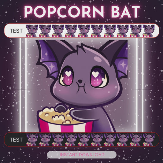 Popcorn eating Bat - Animated Emote 💜