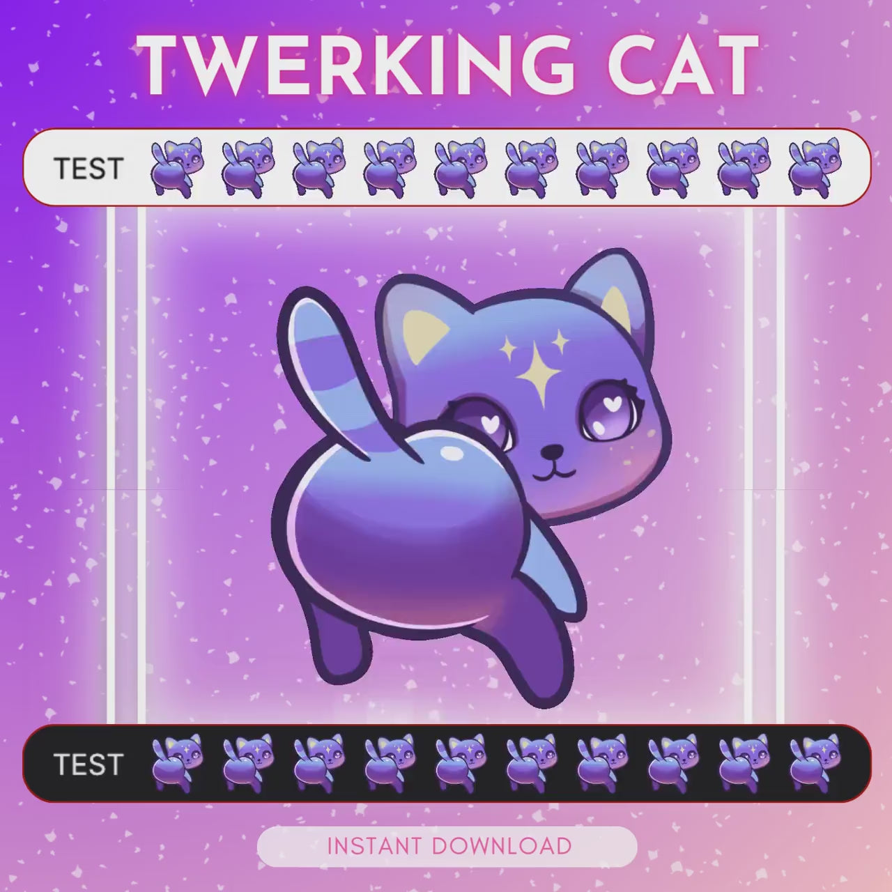 ANIMATED emote twitch & discord - Cute purple cosmic twerking kitty cat <3
