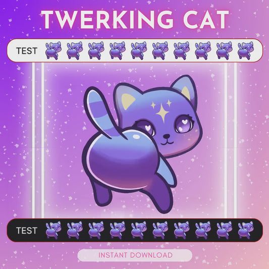 ANIMATED emote twitch & discord - Cute purple cosmic twerking kitty cat <3