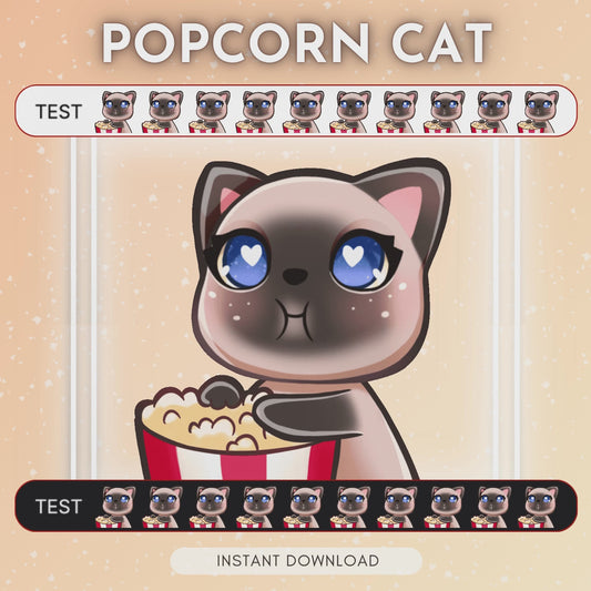 Cat eating Popcorn - Animated Emote 🩵