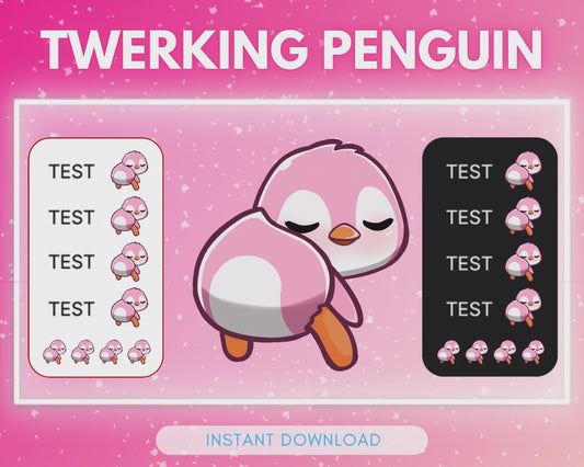 Pink Twerking penguin - Animated Emote <3