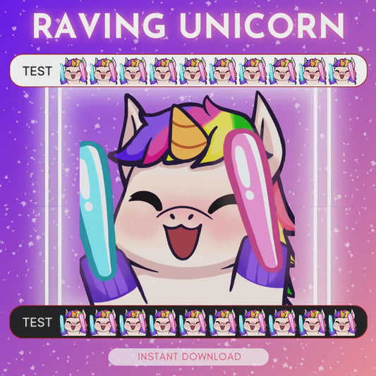 ANIMATED emote twitch & discord - Cute raving unicorn <3