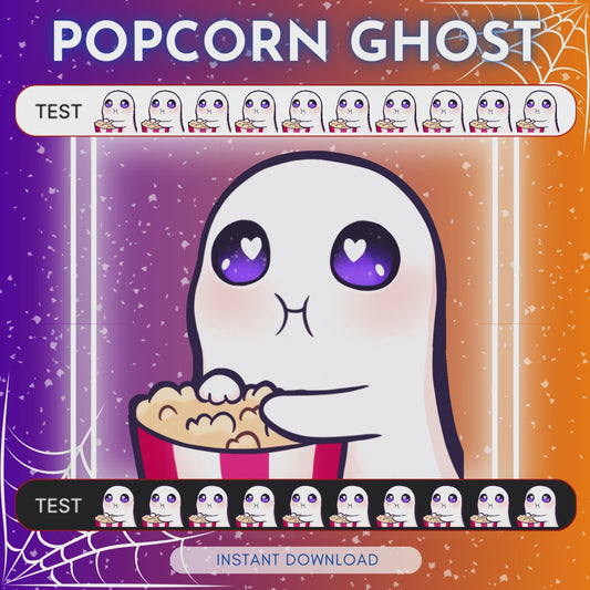Ghost eating Popcorn - Animated Emote 🩵