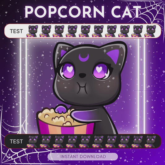 Popcorn eating Black Cat - Animated Emote