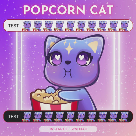 Cat eating Popcorn - Animated Emote 💜