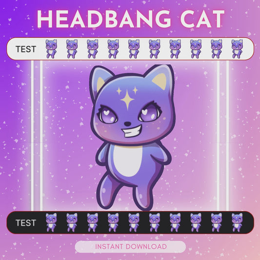 HeadBang Purple Cosmic Cat - Animated Emote