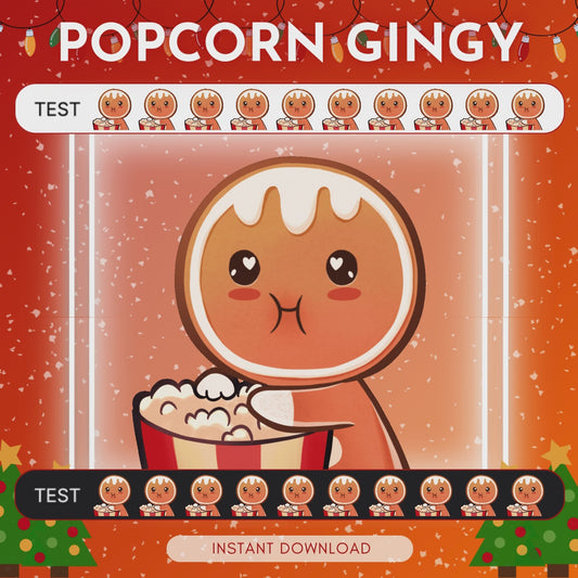 Gingerbread eating Popcorn - Animated Emote 🧡